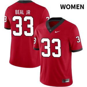 Women's Georgia Bulldogs NCAA #33 Robert Beal Jr. Nike Stitched Red Authentic No Name College Football Jersey JZF2254DR